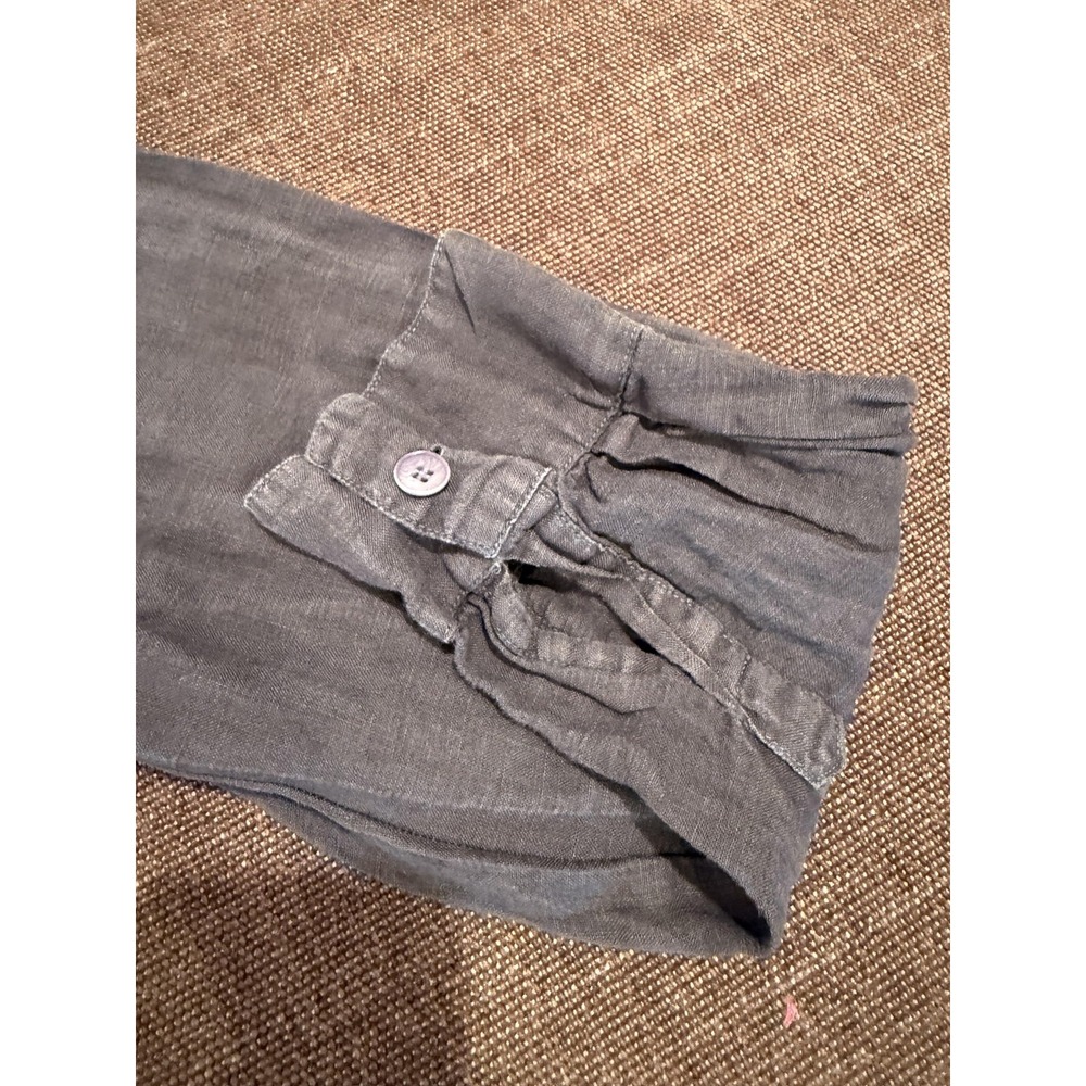 CP Shades Shirt Womens Medium Gray 100% Linen Button Front Tunic Top Long Sleeve - Picture 13 of 16